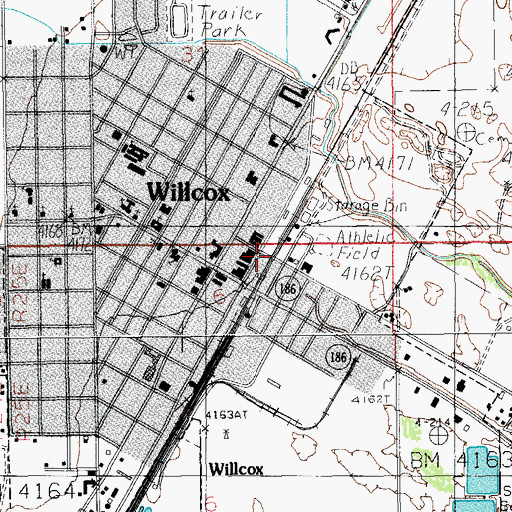 Topographic Map of Historic Railroad Avenue Park, AZ