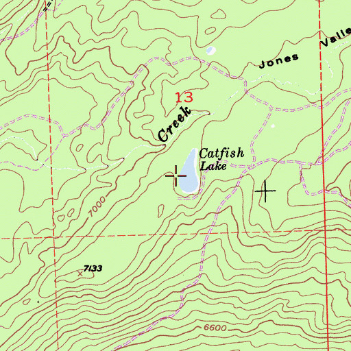 Topographic Map of Catfish Lake, CA