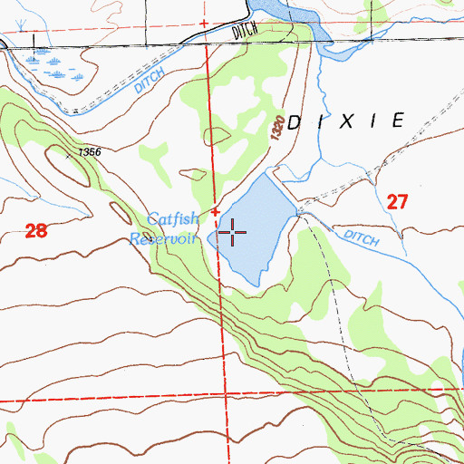 Topographic Map of Catfish Reservoir, CA
