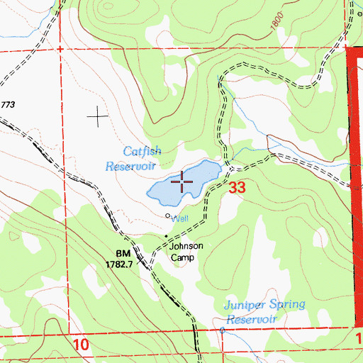 Topographic Map of Catfish Reservoir, CA