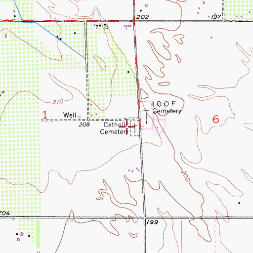 Topographic Map of Orland Catholic Cemetery, CA