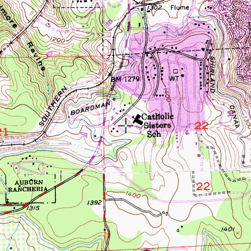 Topographic Map of College of Our Lady of Mercy, CA