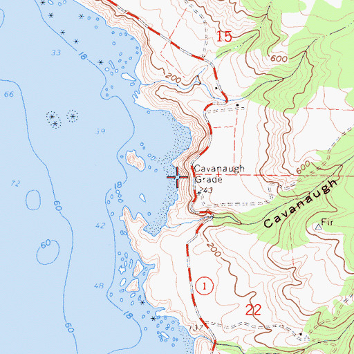 Topographic Map of Cavanaugh Grade, CA