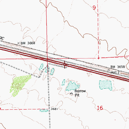 Topographic Map of Holt Overpass, AZ