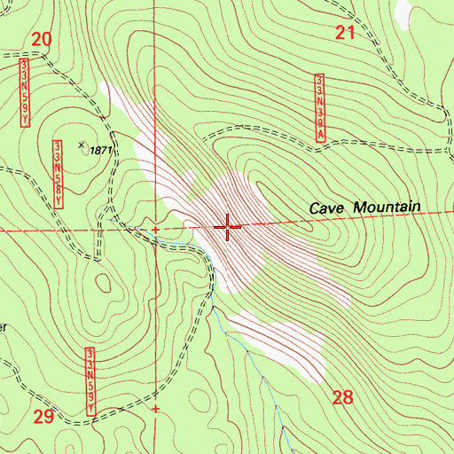 Topographic Map of Cave Mountain, CA