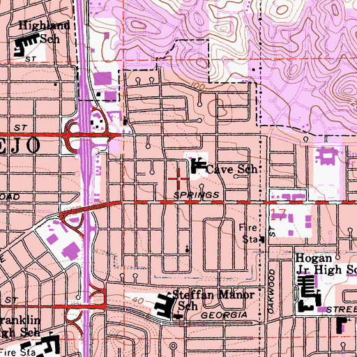 Topographic Map of Elmer Cave Elementary School, CA