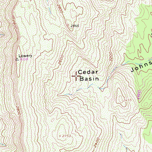 Topographic Map of Cedar Basin, CA