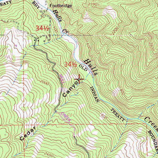 Topographic Map of Cedar Canyon, CA