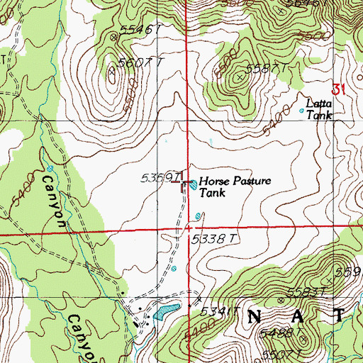 Topographic Map of Horse Pasture Tank, AZ