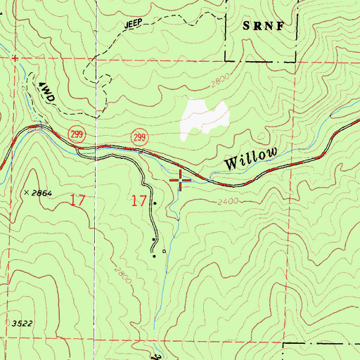 Topographic Map of Cedar Creek, CA