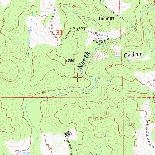 Topographic Map of Cedar Creek, CA