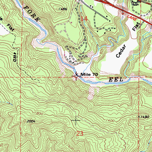 Topographic Map of Cedar Creek, CA