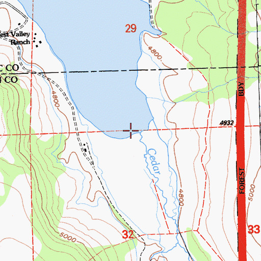 Topographic Map of Cedar Creek, CA