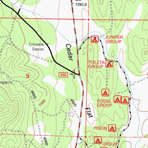 Topographic Map of Cedar Flat, CA