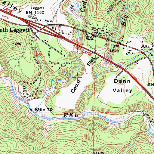Topographic Map of Cedar Flat, CA
