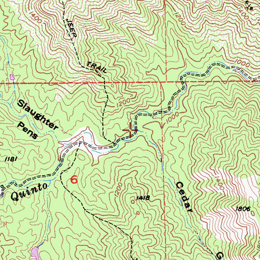 Topographic Map of Cedar Gulch, CA