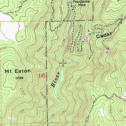 Topographic Map of Cedar Gulch, CA