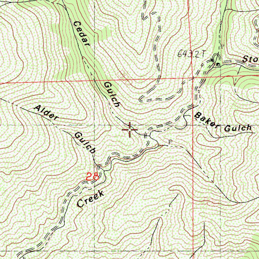 Topographic Map of Cedar Gulch, CA