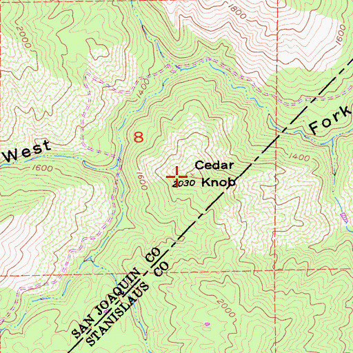 Topographic Map of Cedar Knob, CA