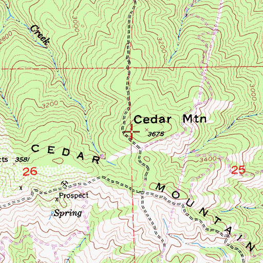 Topographic Map of Cedar Mountain, CA