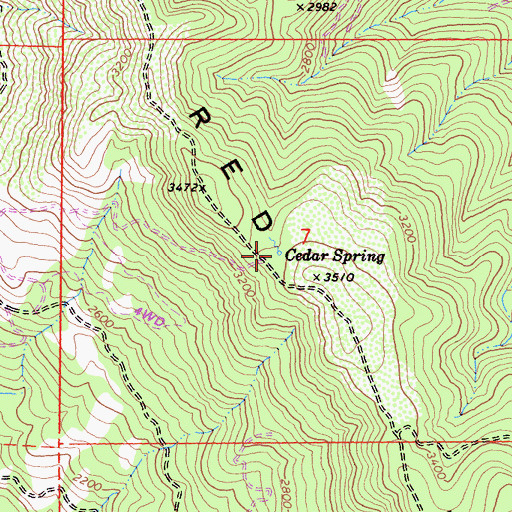 Topographic Map of Cedar Spring, CA