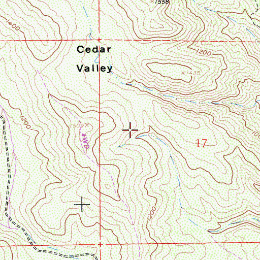 Topographic Map of Cedar Valley, CA