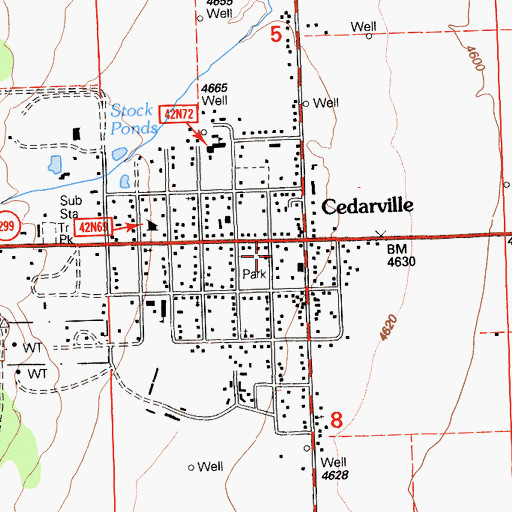 Topographic Map of Cedarville, CA