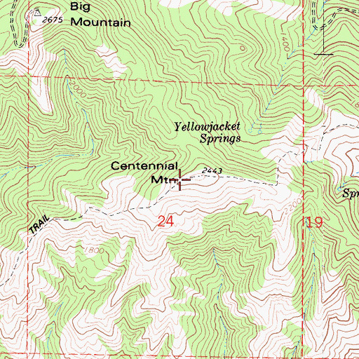 Topographic Map of Centennial Mountain, CA