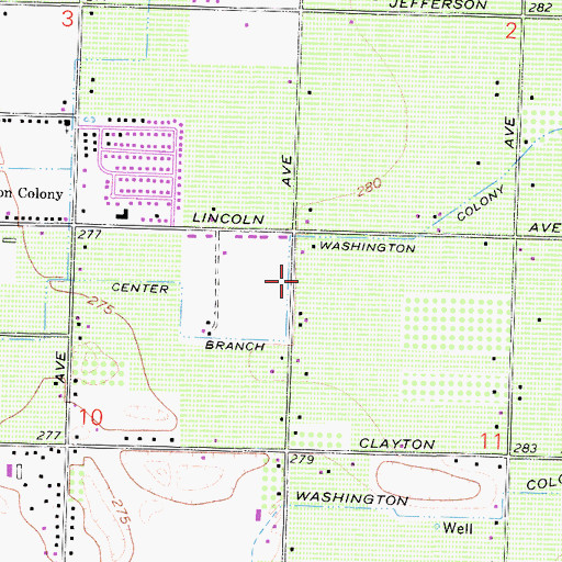 Topographic Map of Center Branch Washington Colony Canal, CA