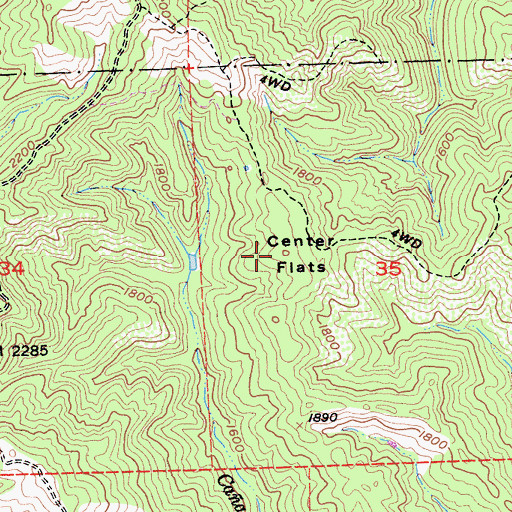 Topographic Map of Center Flats, CA