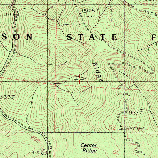 Topographic Map of Center Ridge, CA
