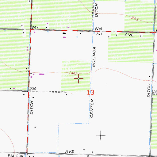 Topographic Map of Center Rolinda Ditch, CA