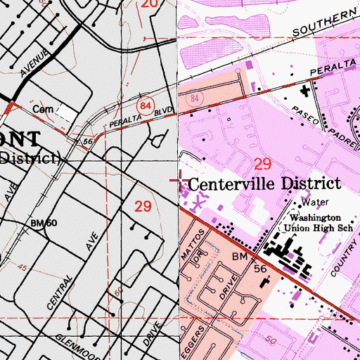 Topographic Map of Centerville Junior High School, CA