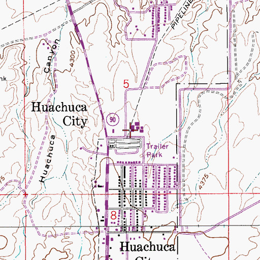 Topographic Map of Huachuca City Elementary School, AZ