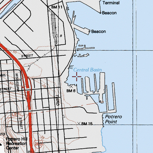 Topographic Map of Central Basin, CA