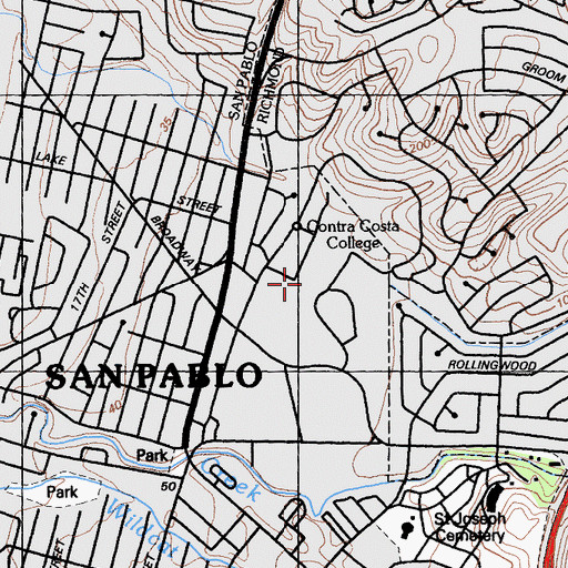 Topographic Map of Contra Costa College, CA