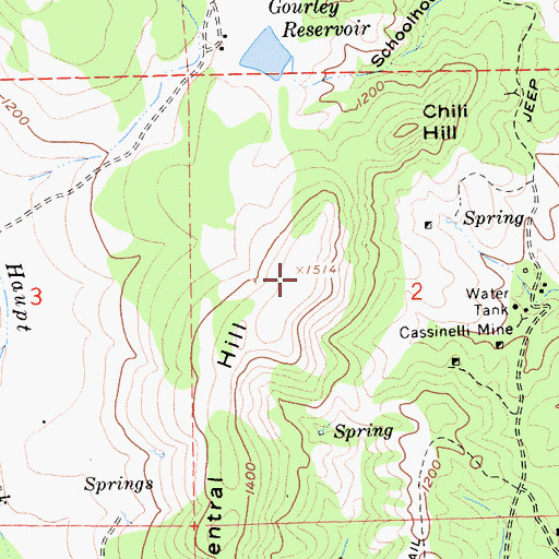 Topographic Map of Central Hill, CA
