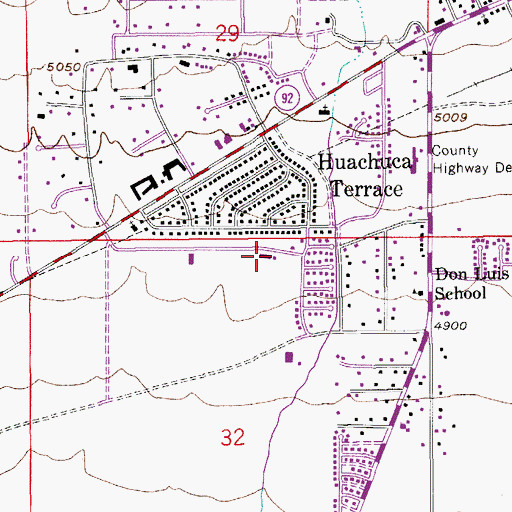 Topographic Map of Bisbee Middle School, AZ