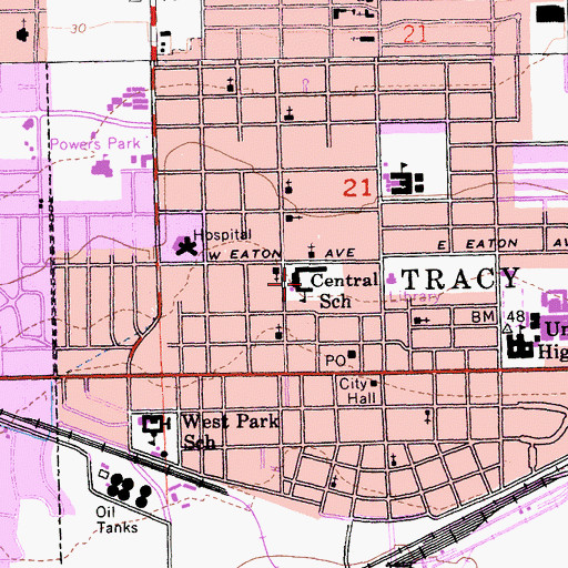 Topographic Map of Central Elementary School, CA