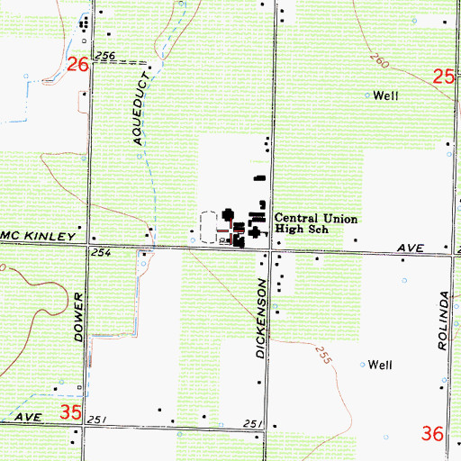 Topographic Map of Central High School, CA