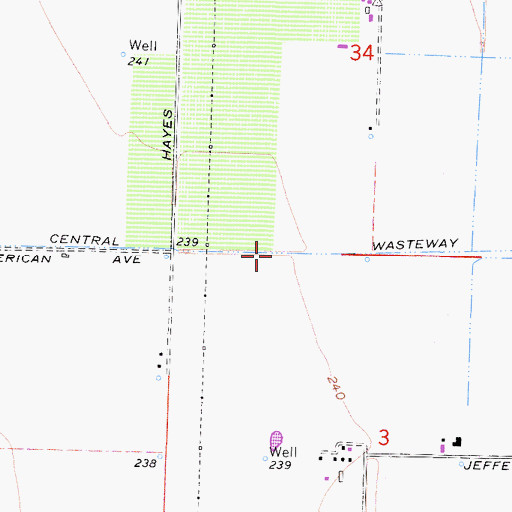 Topographic Map of Central Wasteway, CA