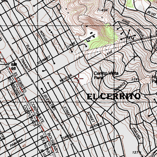 Topographic Map of Cerrito Vista Park, CA