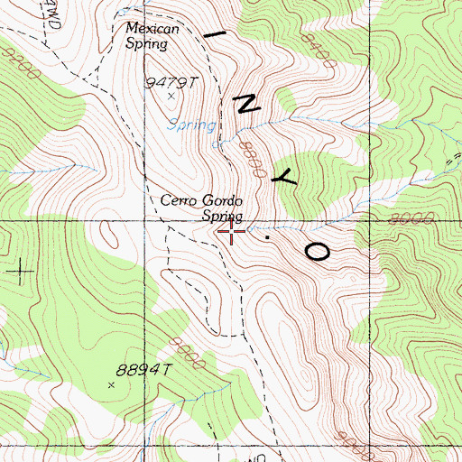 Topographic Map of Cerro Gordo Spring, CA