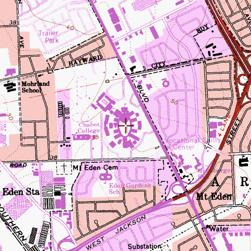 Topographic Map of Chabot College, CA