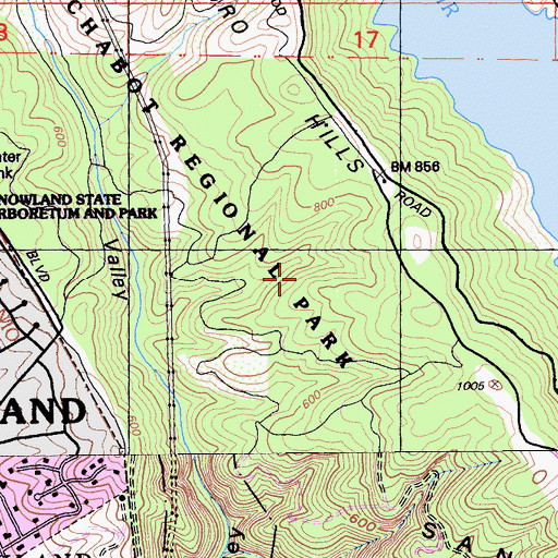 Topographic Map of Chabot Regional Park, CA