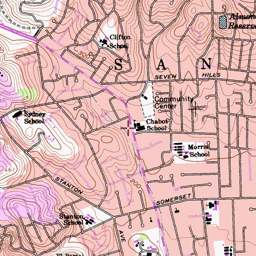 Topographic Map of Chabot Elementary School, CA