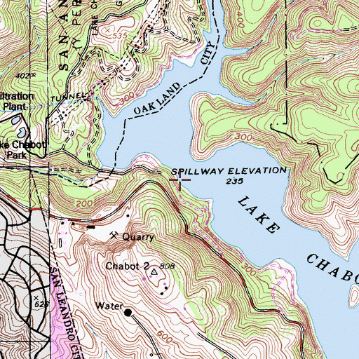 Topographic Map of Lake Chabot, CA