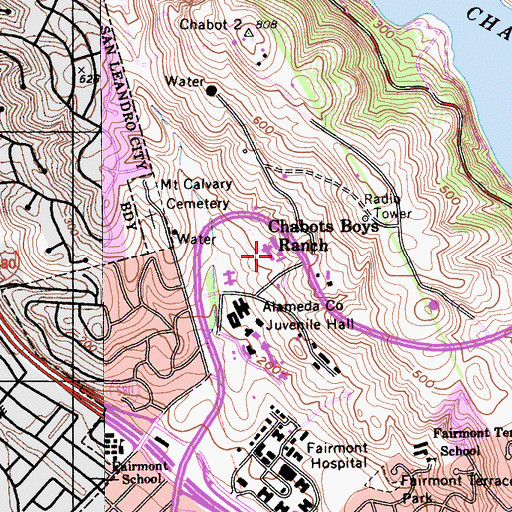 Topographic Map of Chabots Boys Ranch, CA