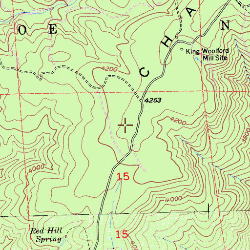 Topographic Map of Chalk Bluff Ridge, CA