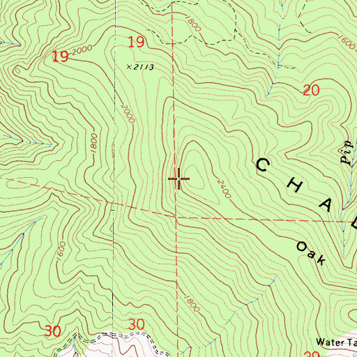 Topographic Map of Chalk Mountains, CA